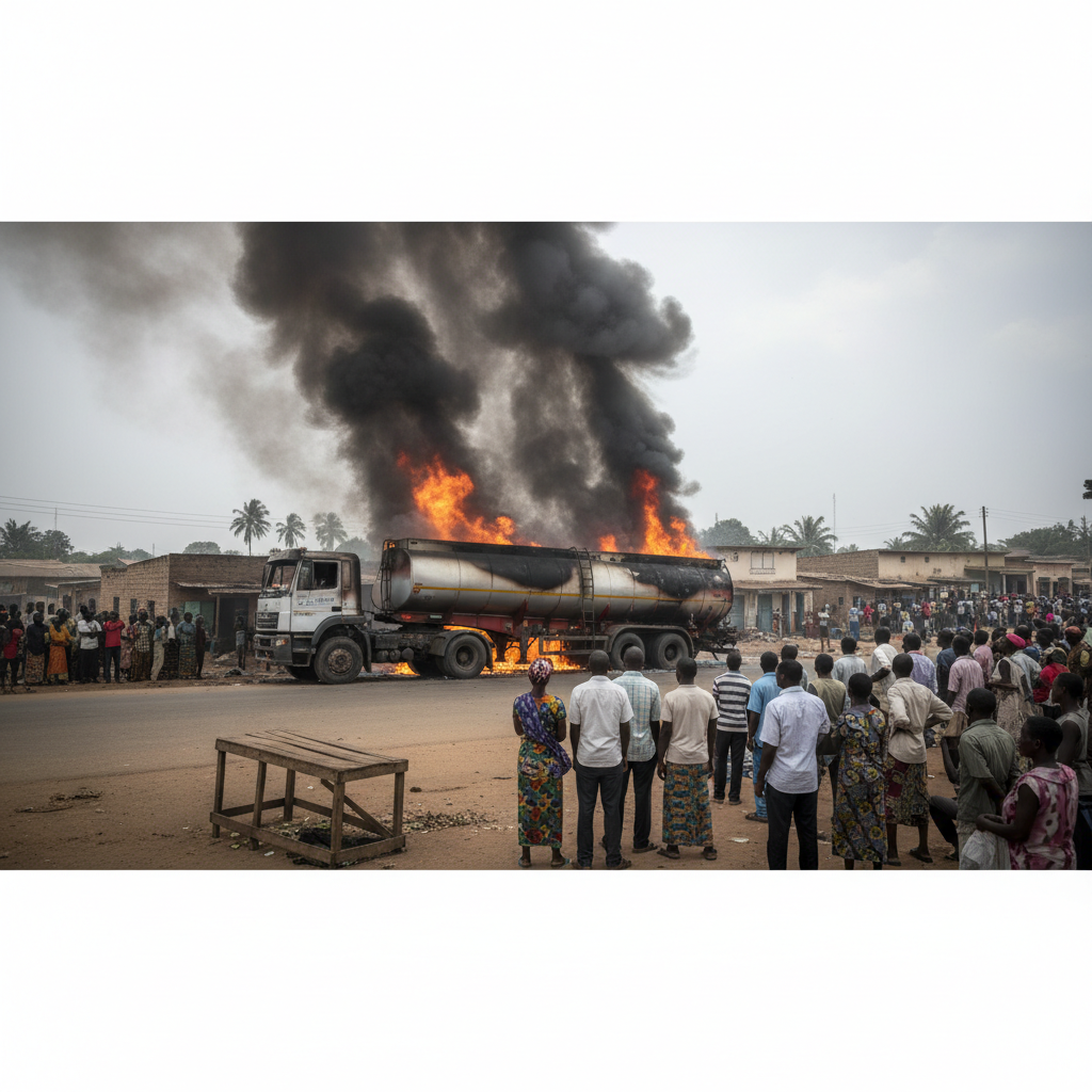 54,000 Litre Petrol Tanker Catches Fire in Kawanpe