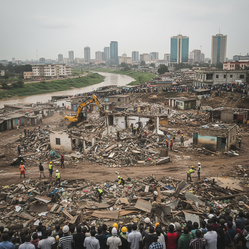 Accra Flood Task Force Demolishes Illegal Structures