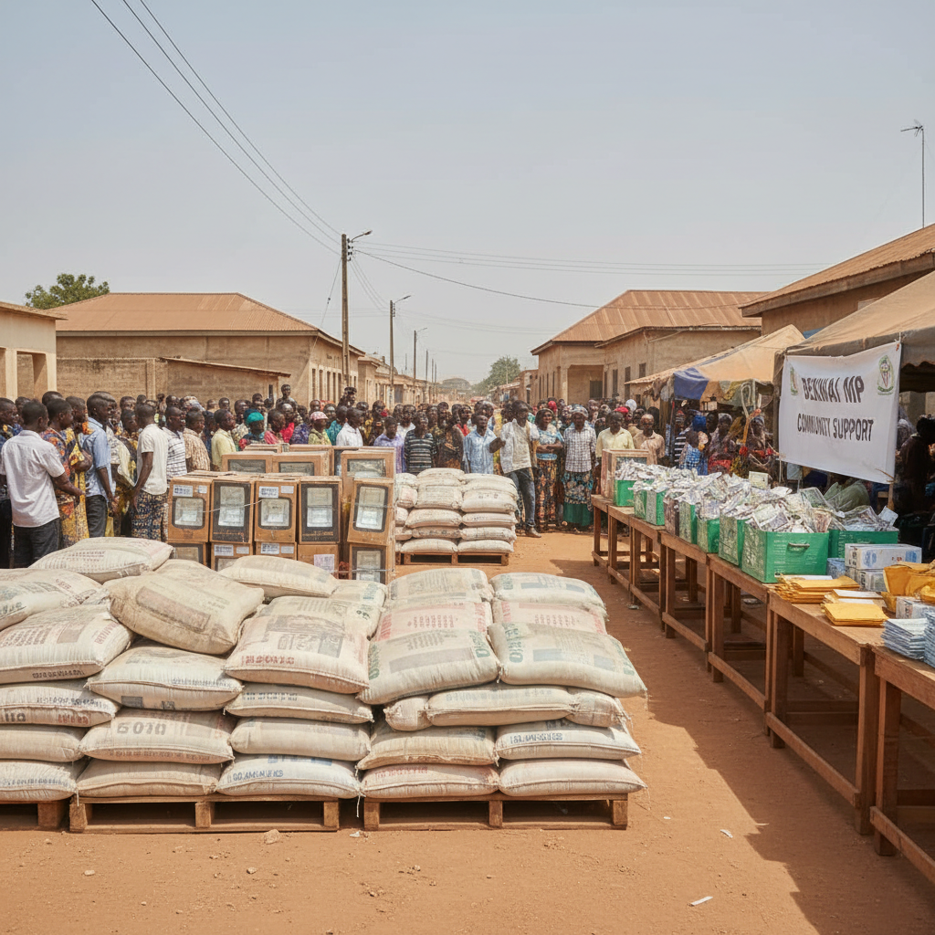 Bekwai MP supports community projects with over 400 bags of cement, streetlights and cash during Easter