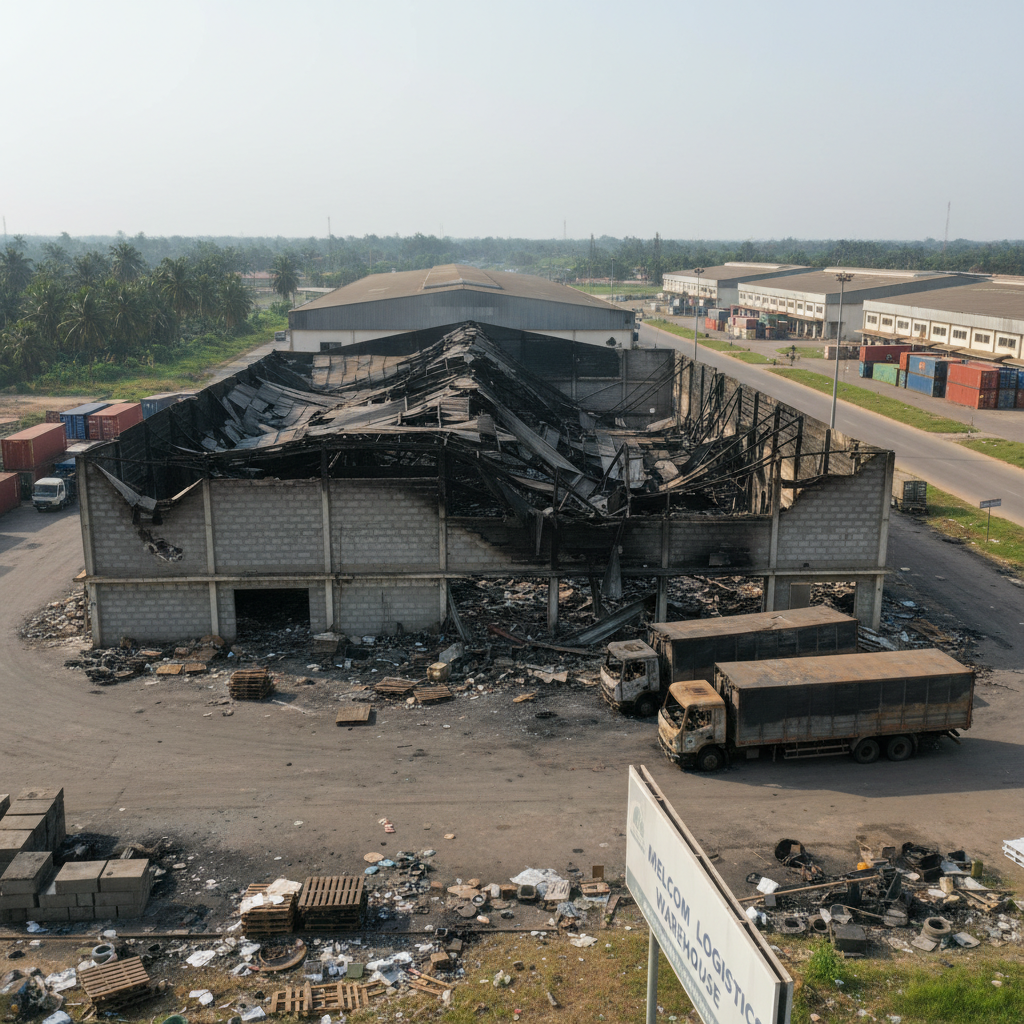 Fire Damages Melcom Warehouse in Tema Freezone