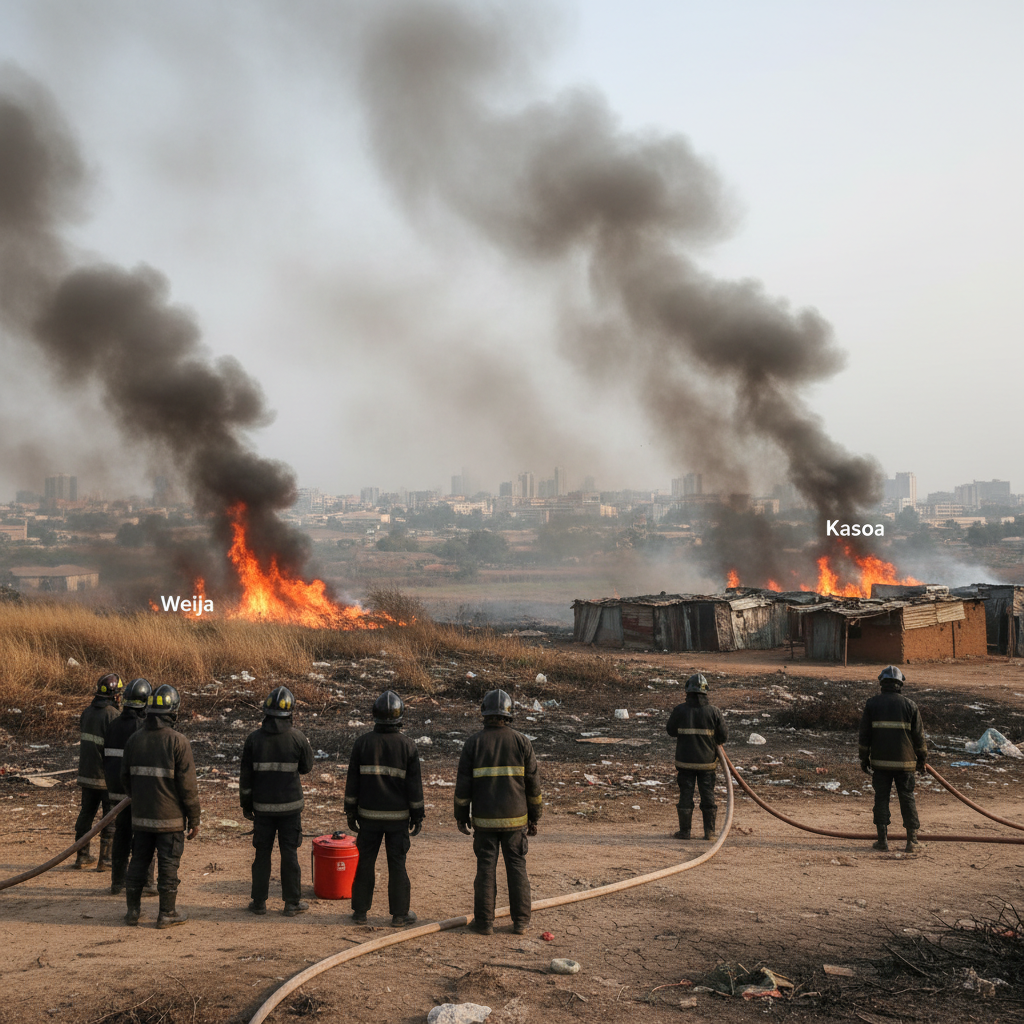 Firefighters contain two separate blazes in Weija and Kasoa