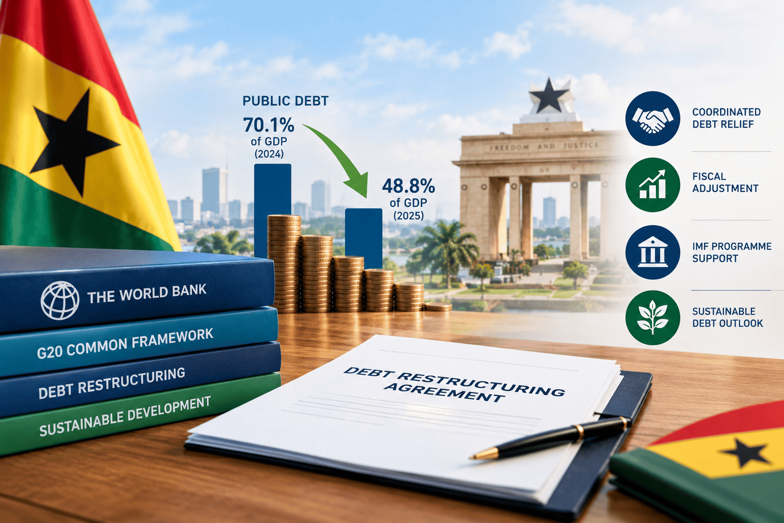 Ghana's Debt Falls to 48.8% of GDP After Restructuring