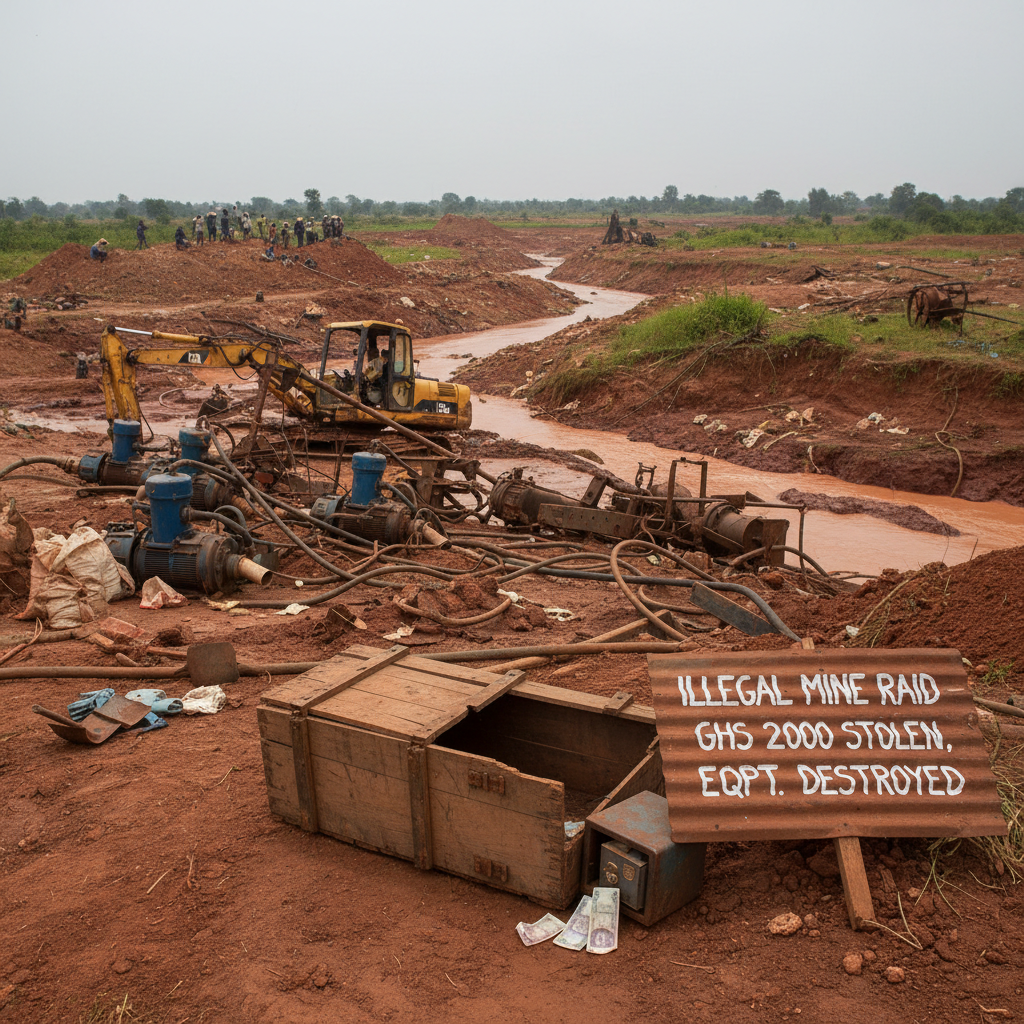 Illegal Mining Site Raid Leads to GHS 2,000 Theft and Equipment Damage