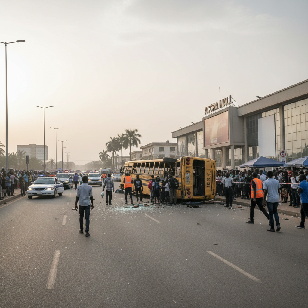 School Bus Crash Involves 11 Pupils on Dzorwulu Accra Mall Stretch