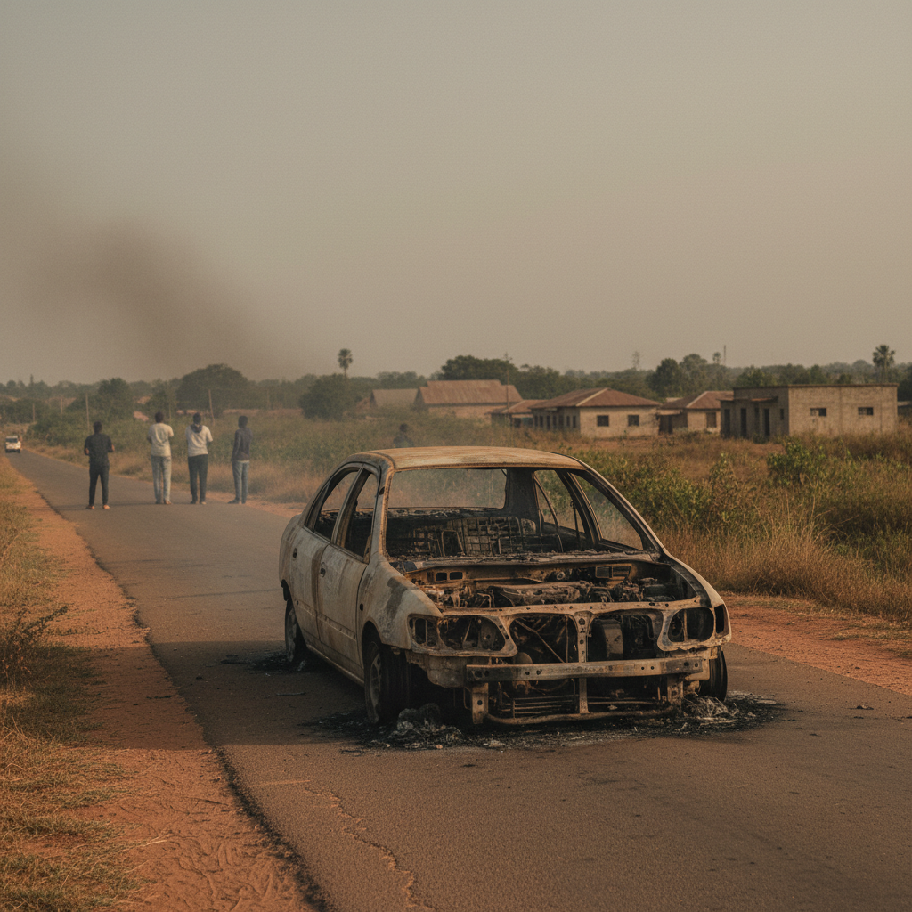 Vehicle Fire Destroys Toyota Corolla in Volta Region